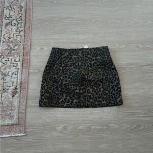 Zara Black and Brown Animal Print Mini Skirt